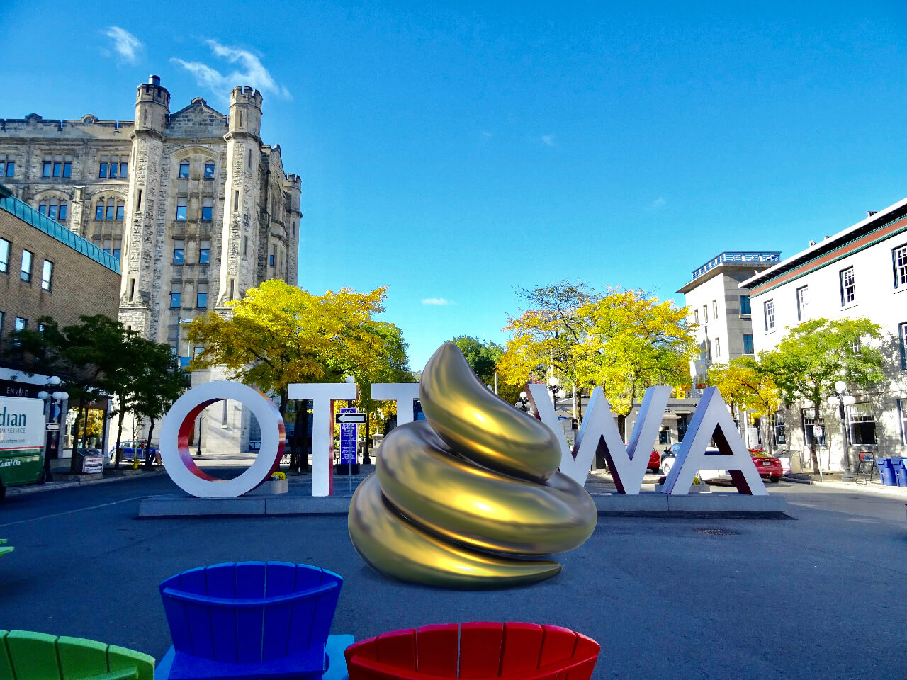 Photo of Ottawa with a giant golden poop